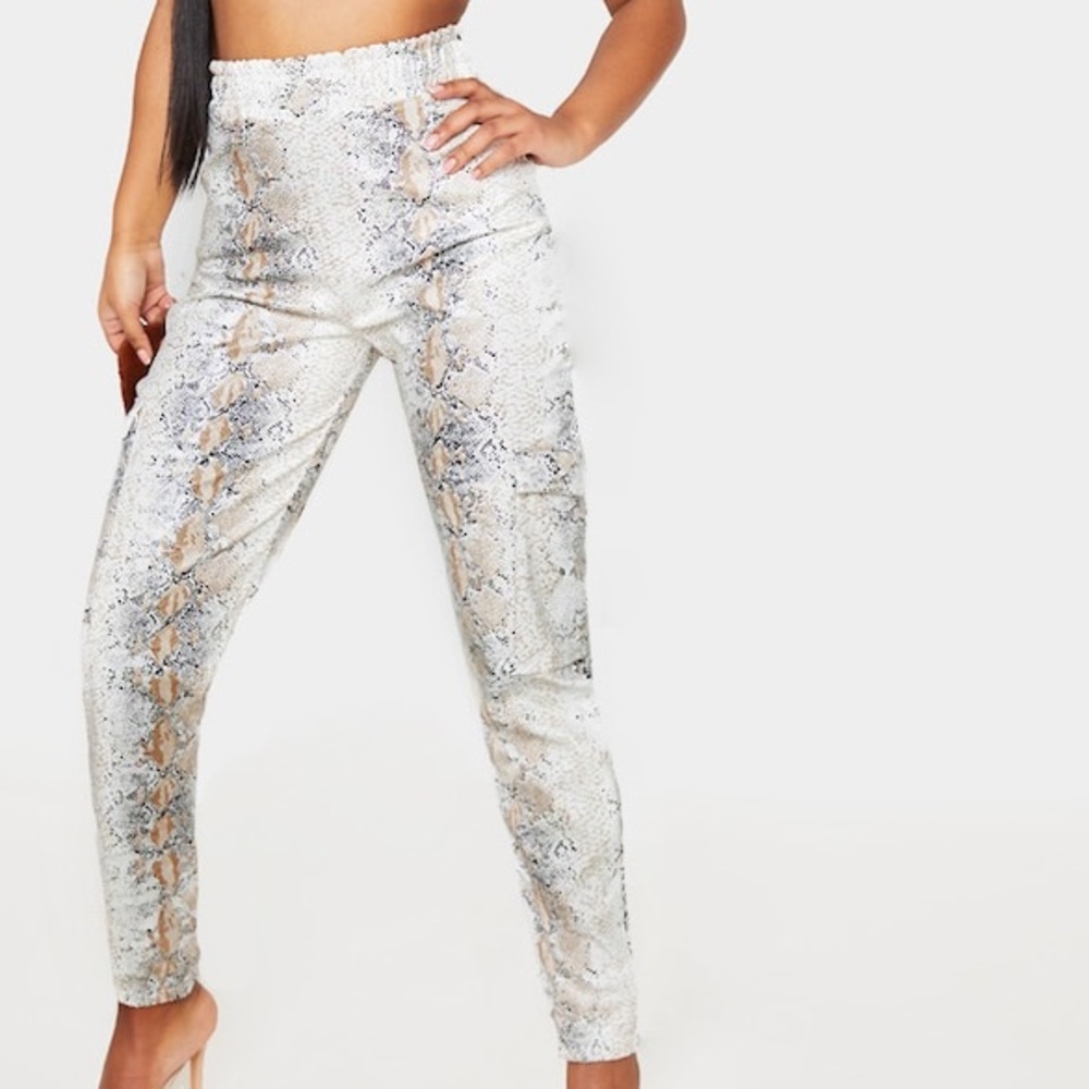 Snake Print Faux Leather Joggers